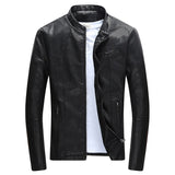 Otoño Invierno Chaqueta de cuero con cremallera informal para hombres Chaqueta de cuero para motocicleta Chaqueta de cuero para hombres Chaqueta de cuero delgada para hombres