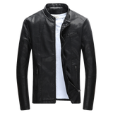 Otoño Invierno Chaqueta de cuero con cremallera informal para hombres Chaqueta de cuero para motocicleta Chaqueta de cuero para hombres Chaqueta de cuero delgada para hombres