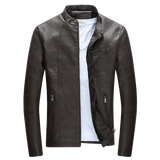 Otoño Invierno Chaqueta de cuero con cremallera informal para hombres Chaqueta de cuero para motocicleta Chaqueta de cuero para hombres Chaqueta de cuero delgada para hombres