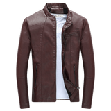 Otoño Invierno Chaqueta de cuero con cremallera informal para hombres Chaqueta de cuero para motocicleta Chaqueta de cuero para hombres Chaqueta de cuero delgada para hombres