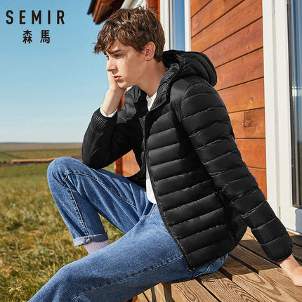 SEMIR hombres de la marca de la chaqueta de moda casual chaqueta de invierno para hombres Cazadora con capucha abrigo de pato blanco ropa exterior