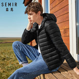 SEMIR hombres de la marca de la chaqueta de moda casual chaqueta de invierno para hombres Cazadora con capucha abrigo de pato blanco ropa exterior