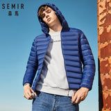 SEMIR hombres de la marca de la chaqueta de moda casual chaqueta de invierno para hombres Cazadora con capucha abrigo de pato blanco ropa exterior
