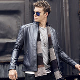 CustOmerS 2019 Otoño Nuevos hombres Casual Moda Stand Collar Slim Chaqueta de cuero Slim Slim Color Chaqueta de cuero Hombres
