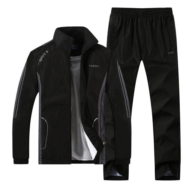 LBL Hombres Chándal Rayas Otoño Invierno Slim Fit Conjunto para hombre Chaqueta Outwear a prueba de viento Pantalones de chándal Conjunto de dos piezas Ropa deportiva para hombres 5XL