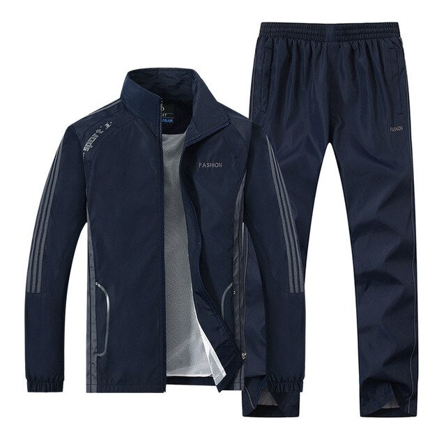 LBL Hombres Chándal Rayas Otoño Invierno Slim Fit Conjunto para hombre Chaqueta Outwear a prueba de viento Pantalones de chándal Conjunto de dos piezas Ropa deportiva para hombres 5XL