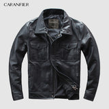 CARANFIER DHL Free Shipping Mens 100% Cowhide Chaqueta de cuero genuino Chaqueta de cuero de motocicleta retro antigua de alta calidad 3XL