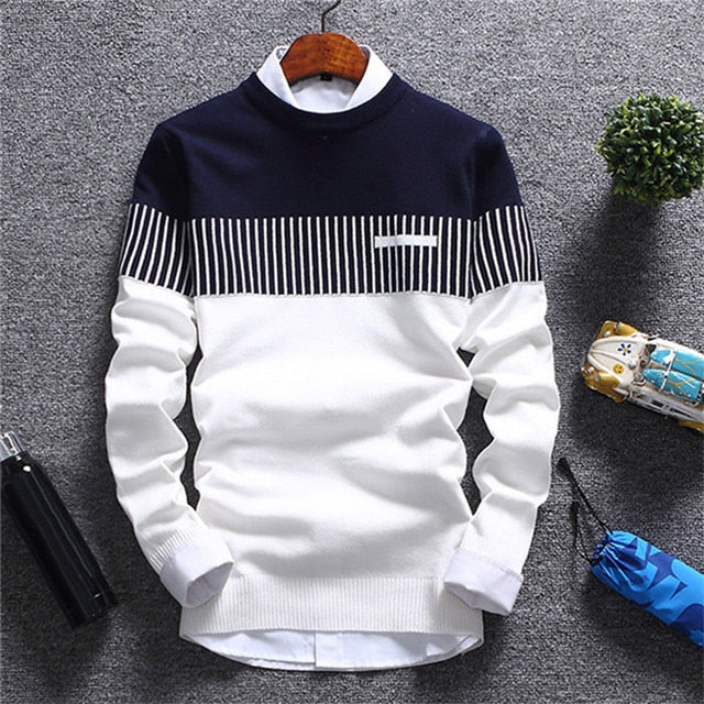 Mountainskin Nuevos hombres Otoño Invierno Pullover Lana Slim Fit Suéter de punto Rayas Ropa de marca para hombre Casual Pull Homme SA752