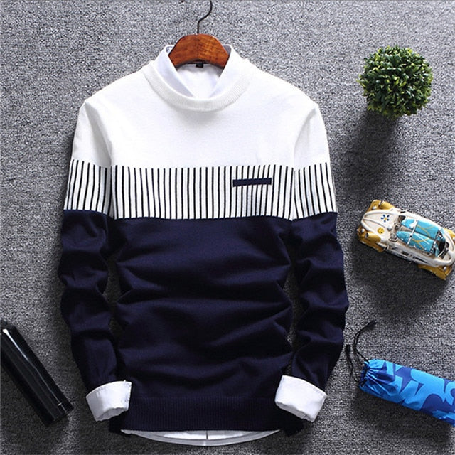 Mountainskin Nuevos hombres Otoño Invierno Pullover Lana Slim Fit Suéter de punto Rayas Ropa de marca para hombre Casual Pull Homme SA752