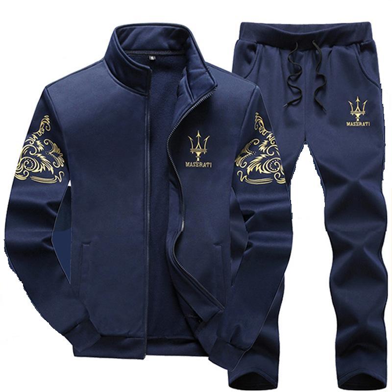 Chándal Hombres Conjunto Trajes casuales Ropa deportiva Chándal Cuello alto Ropa para hombre Hombre Dos piezas Sudadera masculina Tamaño grande M-9XL