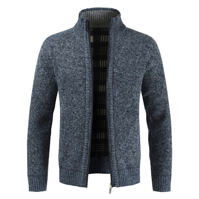 Cárdigan para hombre Otoño Invierno Cálido suéter grueso Prendas de punto ocasionales Chaqueta cortavientos Cuello alto Abrigo Hombres Cremallera Punto