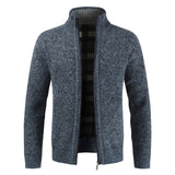 Cárdigan para hombre Otoño Invierno Cálido suéter grueso Prendas de punto ocasionales Chaqueta cortavientos Cuello alto Abrigo Hombres Cremallera Punto