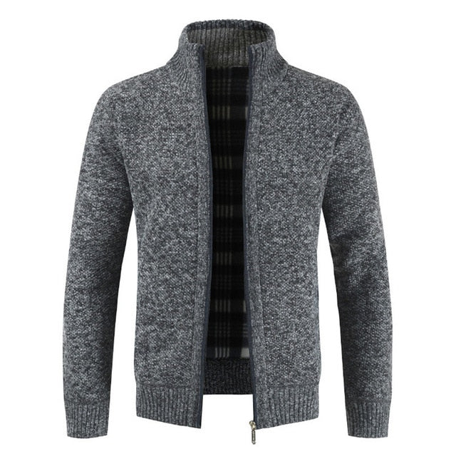 Cárdigan para hombre Otoño Invierno Cálido suéter grueso Prendas de punto ocasionales Chaqueta cortavientos Cuello alto Abrigo Hombres Cremallera Punto
