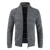 Cárdigan para hombre Otoño Invierno Cálido suéter grueso Prendas de punto ocasionales Chaqueta cortavientos Cuello alto Abrigo Hombres Cremallera Punto