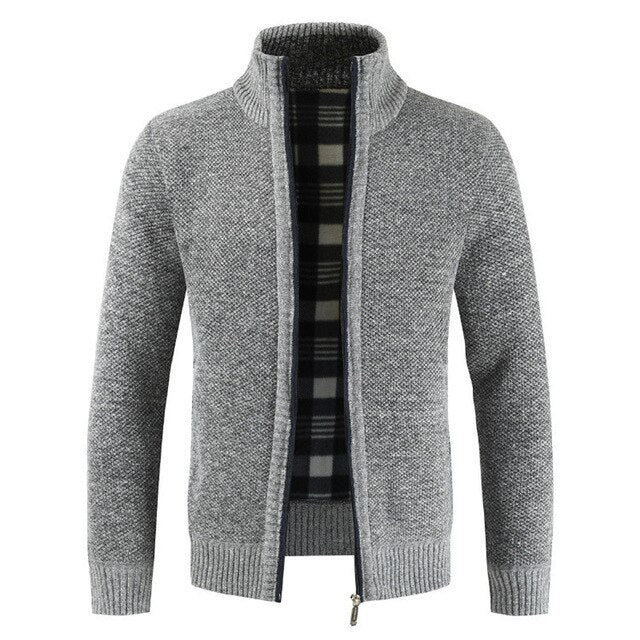 Cárdigan para hombre Otoño Invierno Cálido suéter grueso Prendas de punto ocasionales Chaqueta cortavientos Cuello alto Abrigo Hombres Cremallera Punto