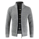Cárdigan para hombre Otoño Invierno Cálido suéter grueso Prendas de punto ocasionales Chaqueta cortavientos Cuello alto Abrigo Hombres Cremallera Punto