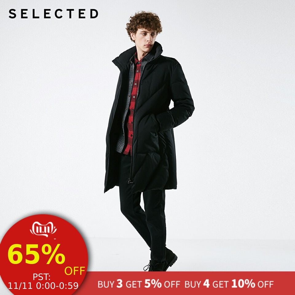 SELECCIONADO Chaqueta de plumón de invierno para hombre Nuevo abrigo de cuello vertical de plumón de pato para hombre Traje de abrigo de plumón medio largo S | 418412572