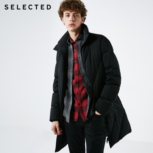 SELECCIONADO Chaqueta de plumón de invierno para hombre Nuevo abrigo de cuello vertical de plumón de pato para hombre Traje de abrigo de plumón medio largo S | 418412572