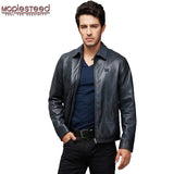 MAPLESTEED 100% piel de oveja natural Chaqueta de cuero genuino Marca Hombres Chaqueta de cuero Negro Azul Hombre Abrigo de cuero Primavera Otoño M169
