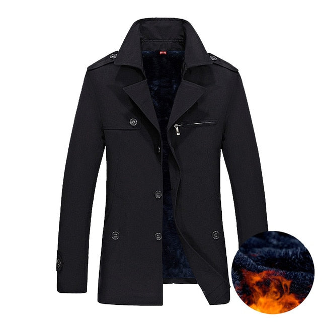2018 Marca Business Casual larga sección de la chaqueta del invierno de los hombres capa de foso de la manera del hombre abrigo rompevientos calor más el tamaño M-5XL