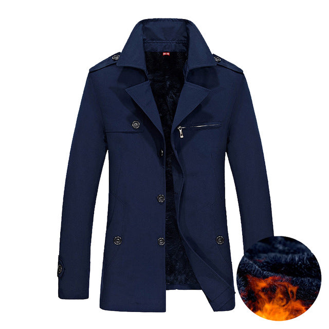 2018 Marca Business Casual larga sección de la chaqueta del invierno de los hombres capa de foso de la manera del hombre abrigo rompevientos calor más el tamaño M-5XL