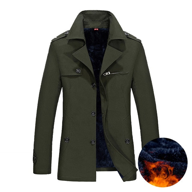 2018 Marca Business Casual larga sección de la chaqueta del invierno de los hombres capa de foso de la manera del hombre abrigo rompevientos calor más el tamaño M-5XL