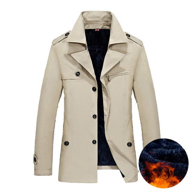 2018 Marca Business Casual larga sección de la chaqueta del invierno de los hombres capa de foso de la manera del hombre abrigo rompevientos calor más el tamaño M-5XL