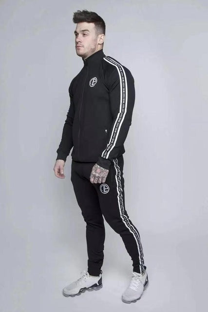 2019 Traje deportivo Hombres Chaqueta de culturismo Pantalones Trajes deportivos Medias de baloncesto Ropa Gimnasio Fitness Running Set Hombres Chándales 3XL
