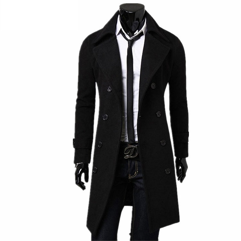 Nuevo Trench Coat Hombres 2019 Chaqueta Hombre Abrigo Casual Slim Fit Cortavientos Sólido Abrigo largo Hombres Moda Abrigos de invierno Homme Tallas grandes