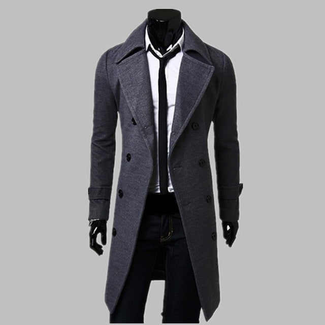 Nuevo Trench Coat Hombres 2019 Chaqueta Hombre Abrigo Casual Slim Fit Cortavientos Sólido Abrigo largo Hombres Moda Abrigos de invierno Homme Tallas grandes
