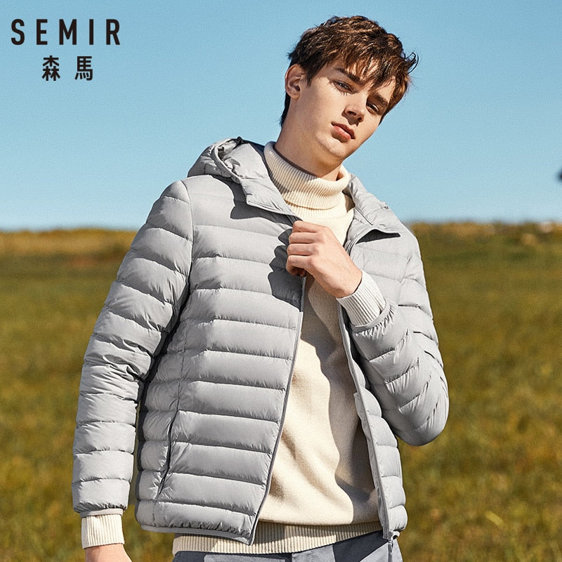 SEMIR hombres de la marca de la chaqueta de moda casual chaqueta de invierno para hombres Cazadora con capucha abrigo de pato blanco ropa exterior
